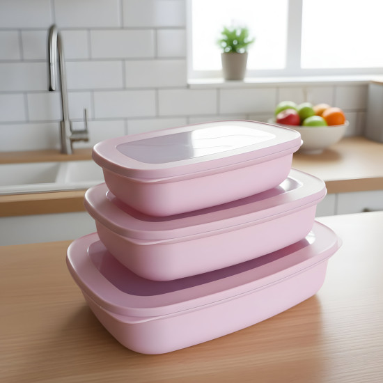 Plastic Tupperware Set - 3 Pieces
